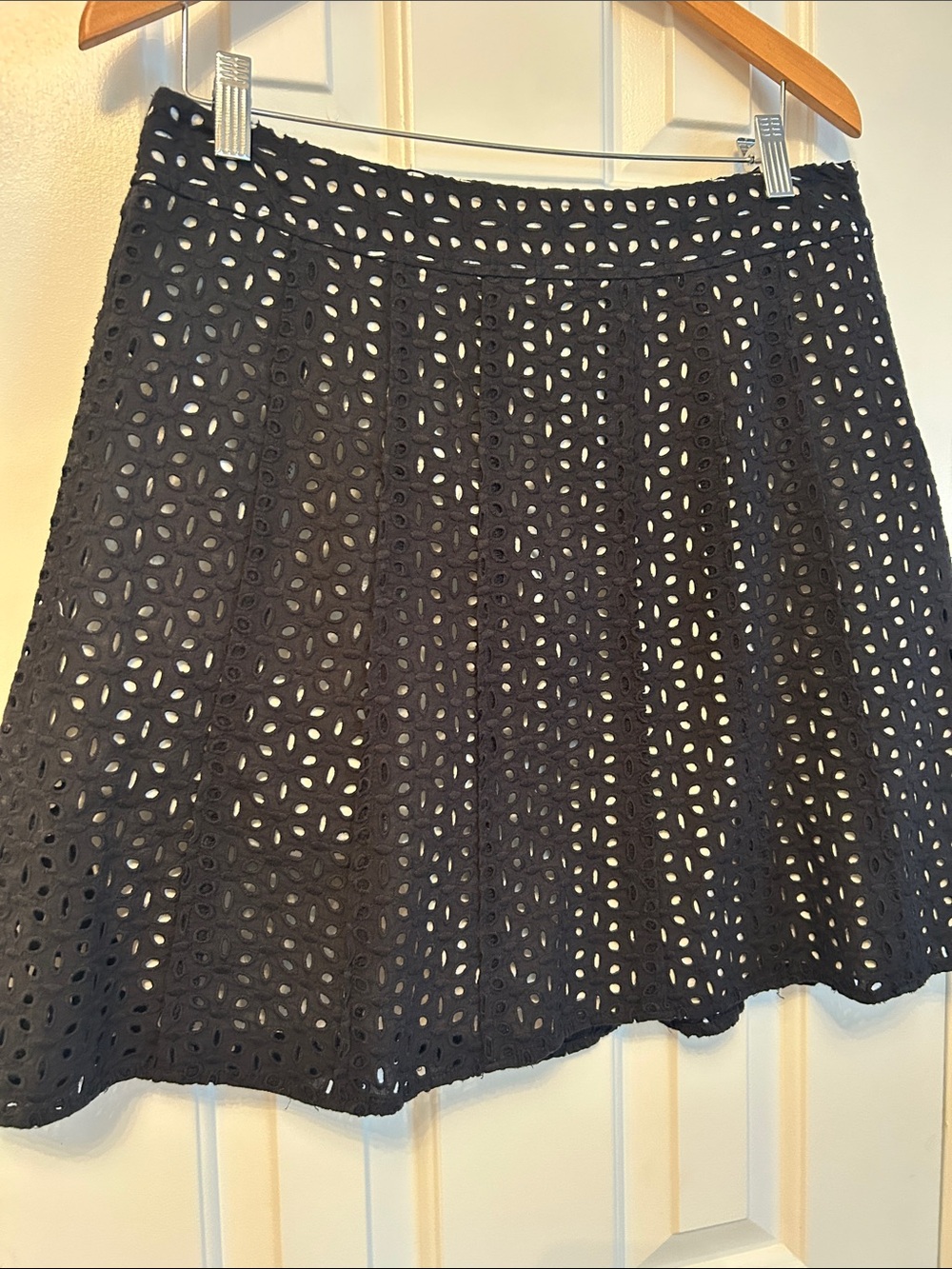 Ann Taylor Black Eyelet Skater Skirt